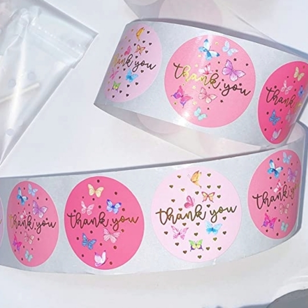 60  1.5" Premium THANK YOU STICKERS - Picture 2 of 7